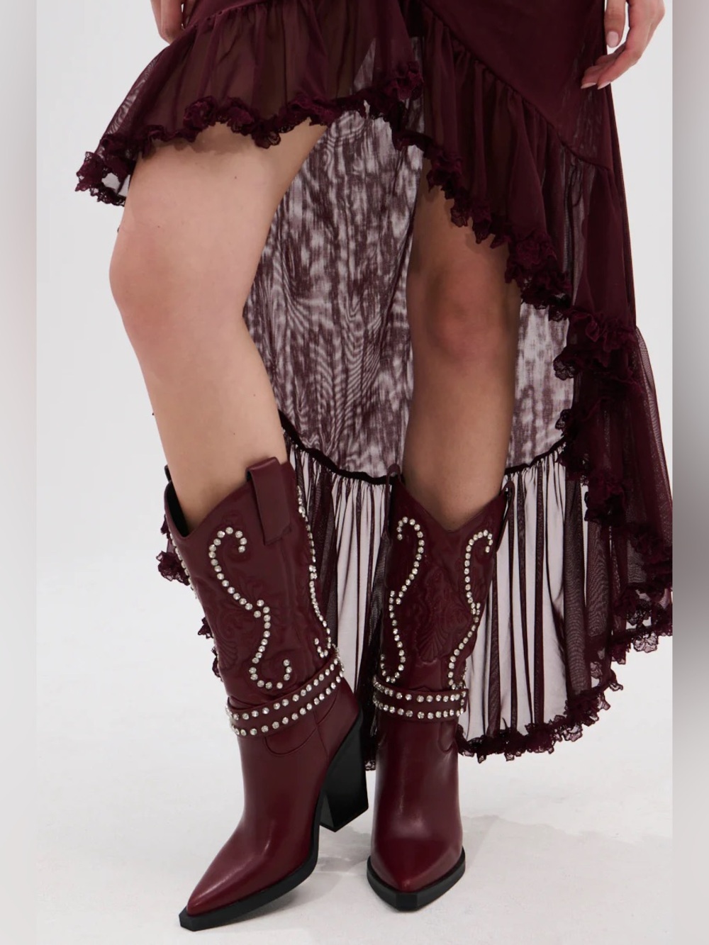 NEW Umbra Burgundy -Embellished Western Boots